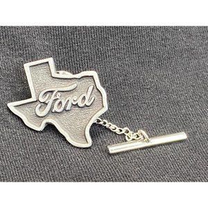 VTG Ford Logo Texas State  Tie Lapel Pin Silver Tone Dealer Pin